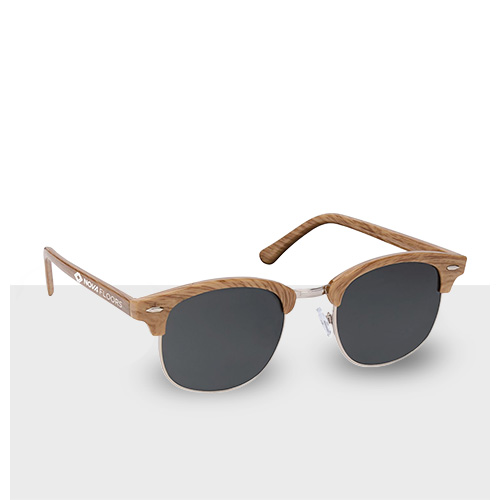 Wood tone sunglasses with logo