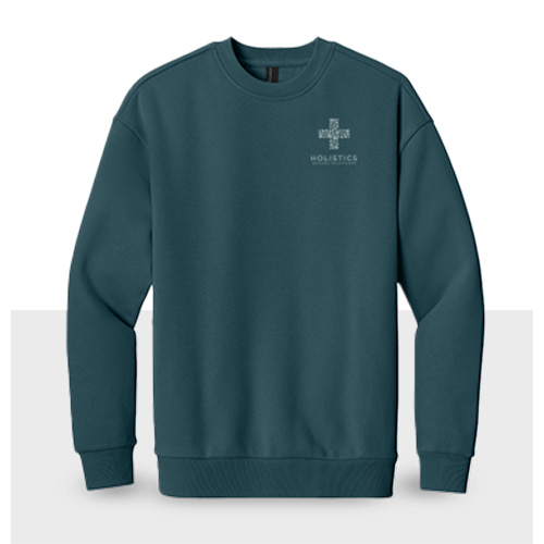 Dark marine blue color heavyweight long sleeve sweatshirt with white logo on chest